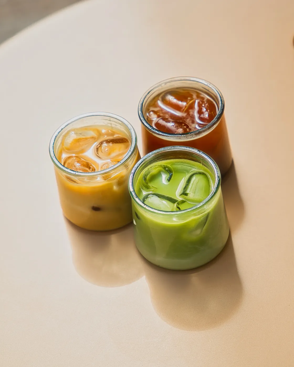 Iced latte, cold brew et matcha glacé